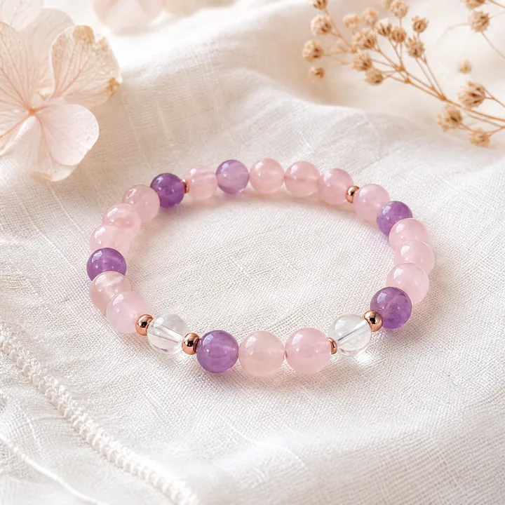 Rose quartz and amethyst bracelet design